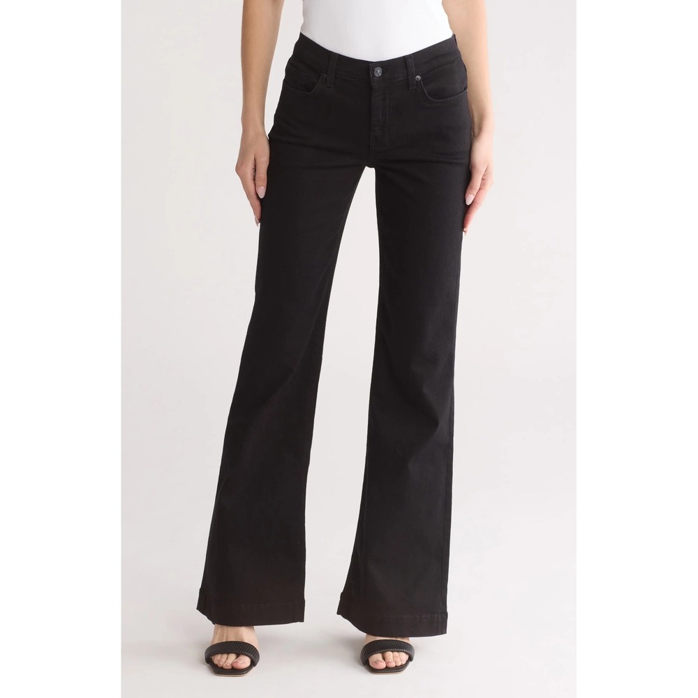 7 For All Mankind Dojo Flare Jeans Women 29 Black Stretch Denim NWT Quiet Luxury